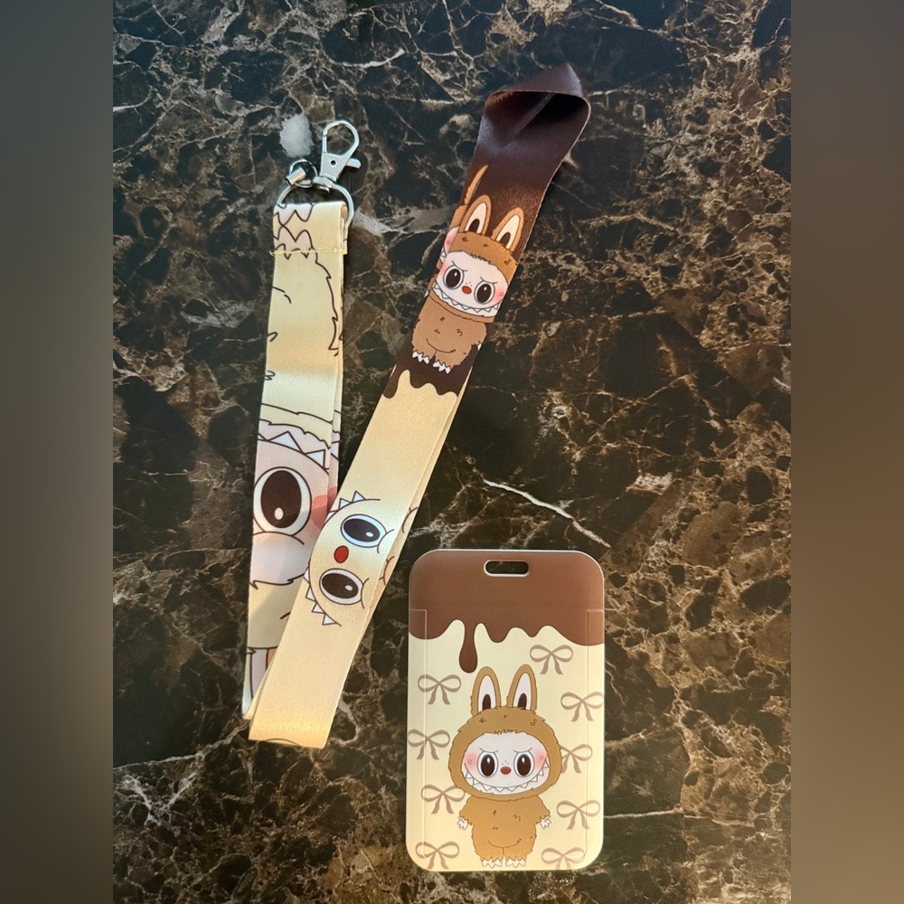 Cute labubu Lanyard and Card Holder Set
